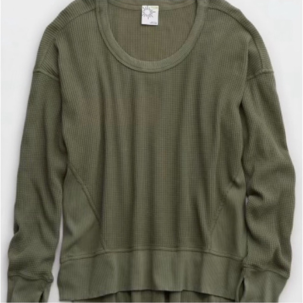 Aerie Sage Green Crew Neck Sweater